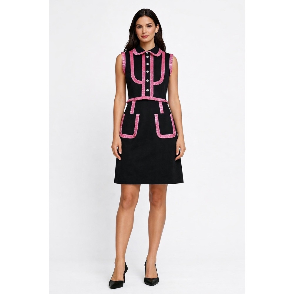 Gucci Metallic Pink Trim Sleeveless Dress | Crystal Buttons | Size S | NWT - Picture 11 of 11